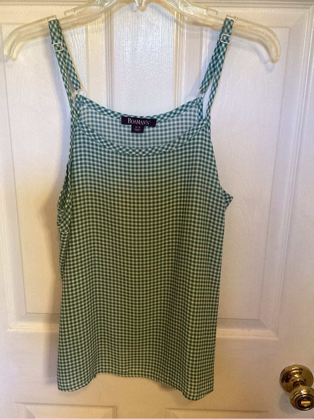 Set of TWO Roaman's Gingham Adjustable-Strap Camisoles